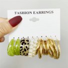 64449 Gold Color Pearl Hoop Earrings Set Metal Dangle Earrings Vintage Circle Geometric Twist