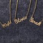 Fashion Unisex Women Men Cursive Custom Name Collar Chain Nameplate Pendant Necklace