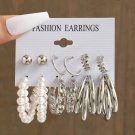 CS534330225 Pearl Silver Color Hoop Earrings Acrylic Dangle Earrings for Women Butterfly Twist
