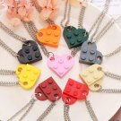 2Pcs Heart Brick Couples Love Necklace For Lovers Women Men Lego Elements Friends