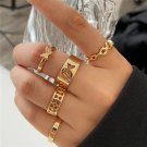 17340 Modyle Boho Gold Color Heart Rings Set For Women Vintage Geometric Cross Pearl