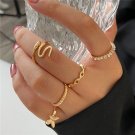 17341 Modyle Boho Gold Color Heart Rings Set For Women Vintage Geometric Cross Pearl