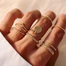 16807 Modyle Boho Gold Color Heart Rings Set For Women Vintage Geometric Cross Pearl