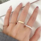 16917 Modyle Boho Gold Color Heart Rings Set For Women Vintage Geometric Cross Pearl