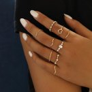 R00080 Modyle Boho Gold Color Heart Rings Set For Women Vintage Geometric Cross Pearl