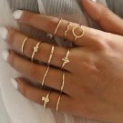R00082 Modyle Boho Gold Color Heart Rings Set For Women Vintage Geometric Cross Pearl