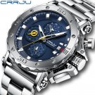 CRRJU Watch for Men Top Brand Luxury Big Dial Stainless Steel Waterproof Chronograph