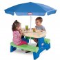 Easy Store Jr. Picnic Table with Umbrella, Blue & Green - Play Table
