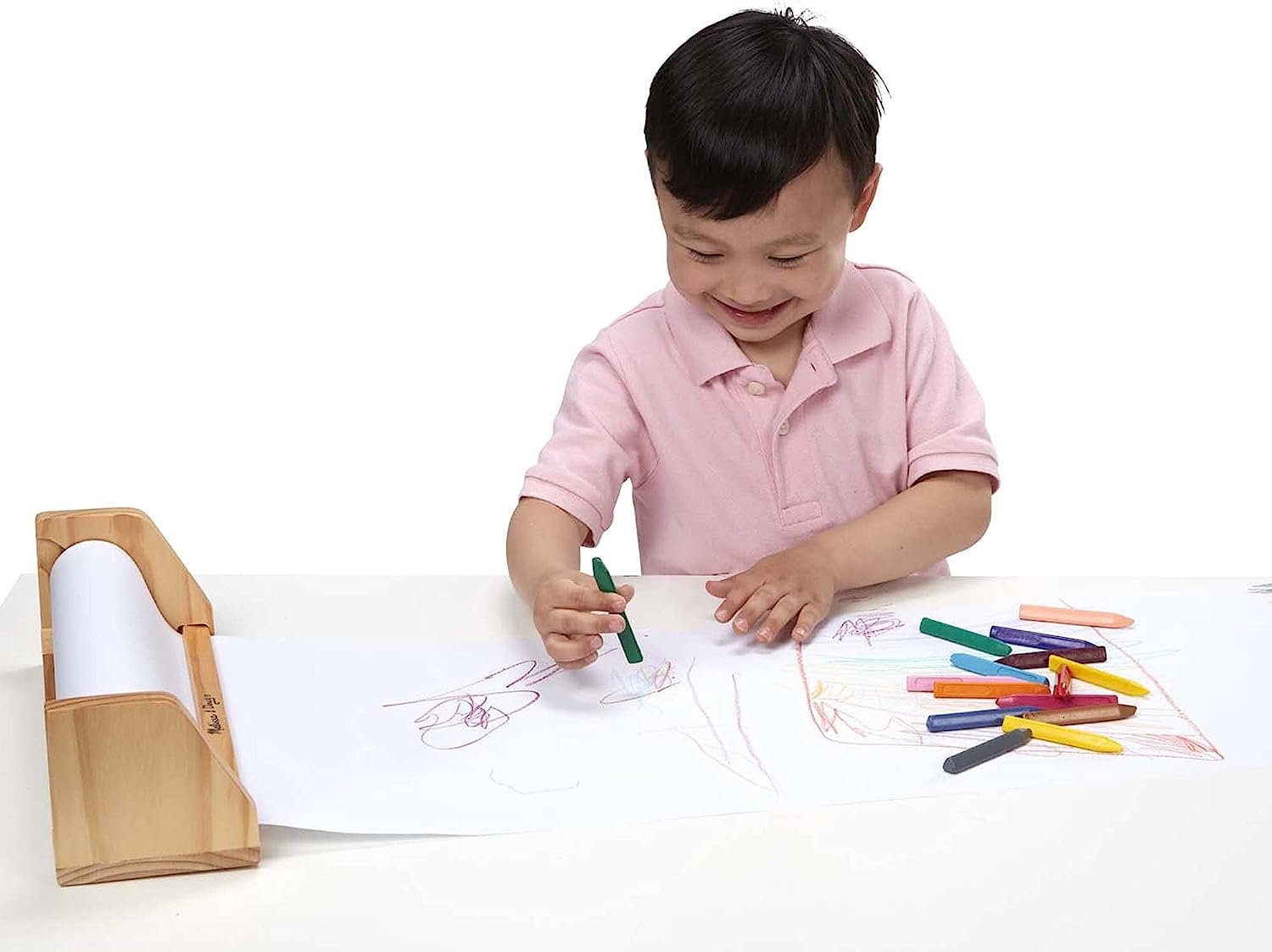 Melissa & Doug Wooden Tabletop Paper Roll Dispenser with White Bond Paper