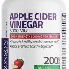 Bronson Apple Cider Vinegar 3000 MG per Serving Extra Strength - Non-GMO, 200 Vegetarian Tablets