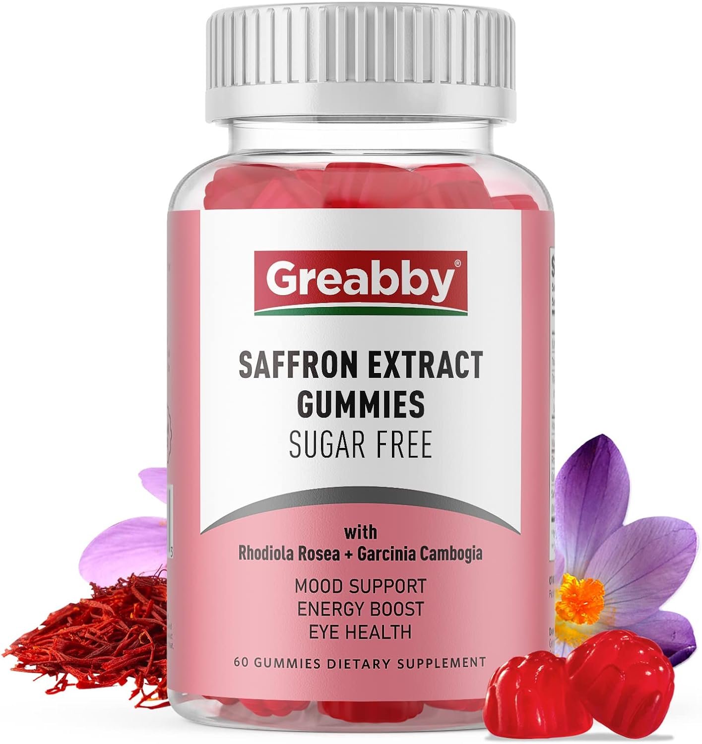 GREABBY Saffron Gummies Sugar Free, Saffron Extract Supplement with