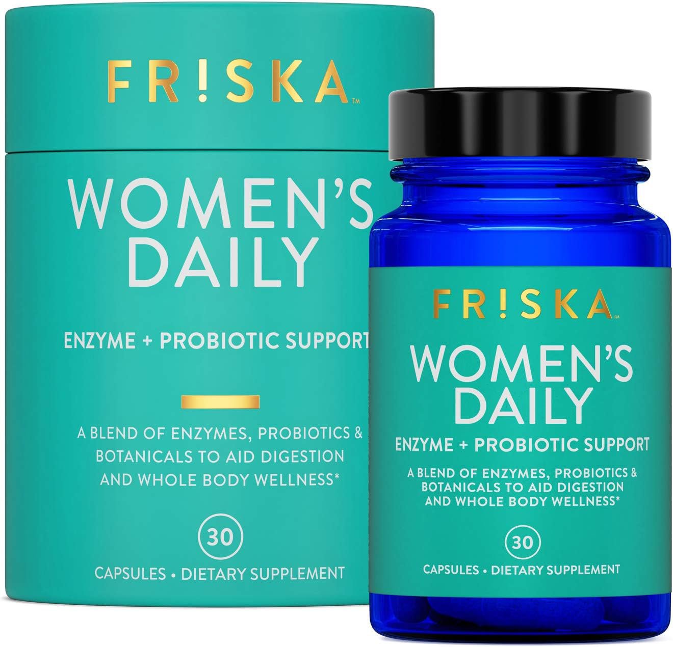 FRISKA Womens Daily Digestive Enzyme and Probiotics Supplement