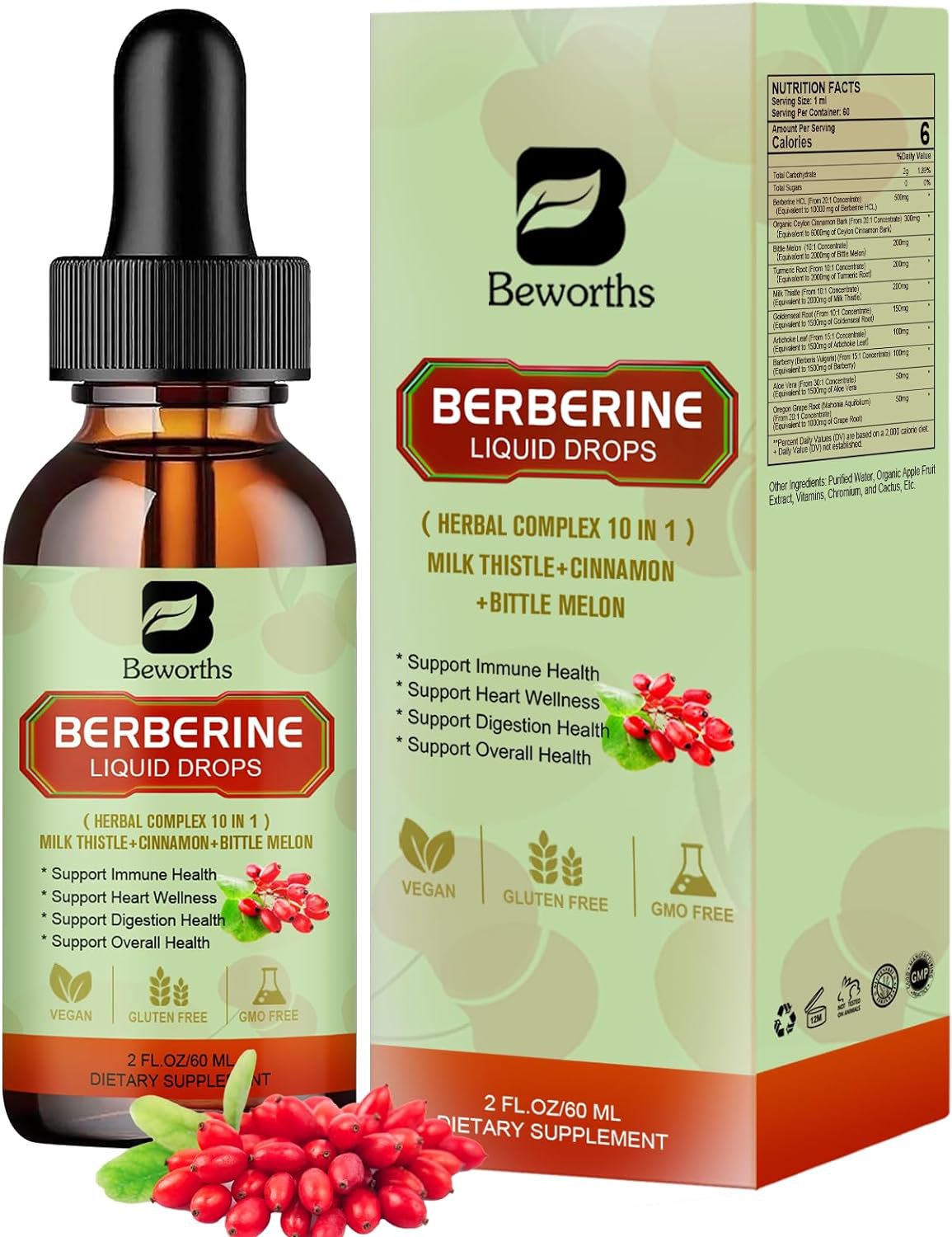 Premium Berberine Hcl Supplement Berberine Liquid Drops With Ceylon