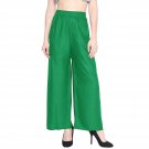 Attractive Solid Regular Shining Palazzo for Women and Girls Dark Green