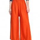 Attractive Solid Regular Shining Palazzo for Women and Girls Dark Orange