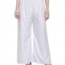 Attractive Solid Regular Shining Rayon Palazzo for Women and Girls Off-White