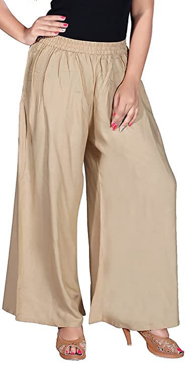 Attractive Solid Regular Shining Rayon Palazzo for Women and Girls Wheat