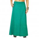 Namisha Solid Regular Shining Straight Full Cotton Petticoat for Womans and Girls Blue Green