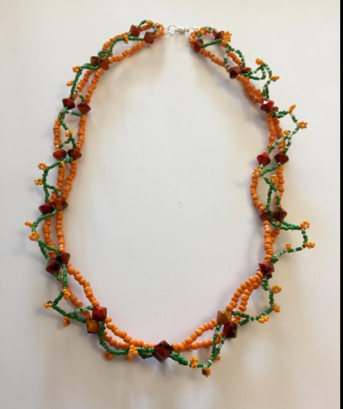 Handmade short double layer necklace flower branching design