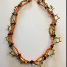 Handmade short double layer necklace flower branching design