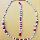 Handmade red and white necklace and bracelet  set