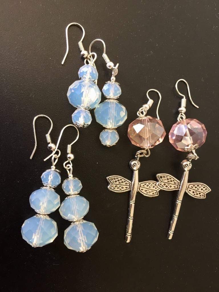 Handmade crystal dangling earrings