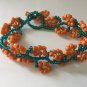 Handmade strap style orange flower bracelet