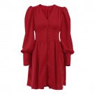 European American Temperament Dress Skirt Female New Year Red Toast French Hepburn Style Short