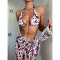 European American New Style Swimsuit Three-Piece Conservative Printed Fresh Women's Bikini Set