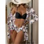 New Style Swimsuit Three-Piece Mesh Shawl Blouse Split Print Bikini