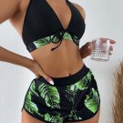 European American New Style Stitching Printed Ladies Split Boxer Shorts Swimsuit Bikini
