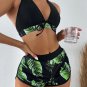European American New Style Stitching Printed Ladies Split Boxer Shorts Swimsuit Bikini