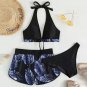 European American New Style Stitching Printed Ladies Split Boxer Shorts Swimsuit Bikini
