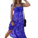 Summer New Style European American Printed Dress Short Sleeve Mid-Length Skirt