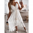 Spring Summer New Style European American Lace Sling Large Swing Solid Color Long Skirt