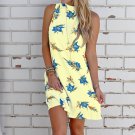 European American Summer Sleeveless Halter Neck Printed Dress Women