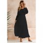 European American Dress Flat Neck Lace Stitching Women