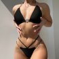 New European American Crystal Chain Split Swimsuit Laced-Up Low-Waist Triangle Bikini Women