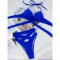 European American Bikini Solid Color Sexy Female Split Swimsuit High Waist Laced-Up
