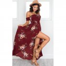 European American Wrapped Chest Printed Dress Seaside Vacation Beach Long Skirt Women