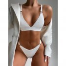 European American New Style Small Pit Strip Bikini Solid Color Circle Swimsuit Triangle Bag