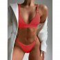 European American New Style Small Pit Strip Bikini Solid Color Circle Swimsuit Triangle Bag