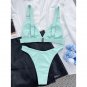 European American New Style Small Pit Strip Bikini Solid Color Circle Swimsuit Triangle Bag