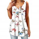 Spring Summer New Style Printed V-Neck T-Shirt Cross-Border European American Sleeveless Loose Top