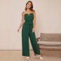 Spring European American Women's Sexy Sling Mid-Waist Wide-Leg Halter Casual v-Neck Jumpsuit Women
