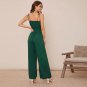 Spring European American Women's Sexy Sling Mid-Waist Wide-Leg Halter Casual v-Neck Jumpsuit Women