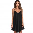 Casual Women's New Style Loose Plus Size Pure Color Chiffon Dress European American Sexy Suspender S