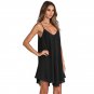 Casual Women's New Style Loose Plus Size Pure Color Chiffon Dress European American Sexy Suspender S