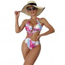 New Women One-Piece Swimsuit Tube Top Hollow Personality Tie-Dye