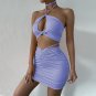 New Summer Temperament Women's Collage Sleeveless One-Neck Hip-Covered Skirt Dress